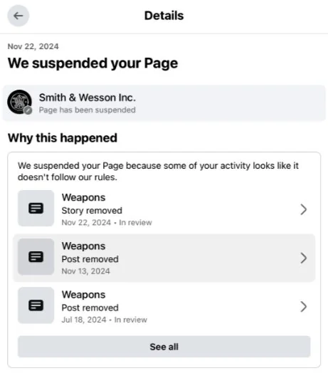 sw post on facebook suspension